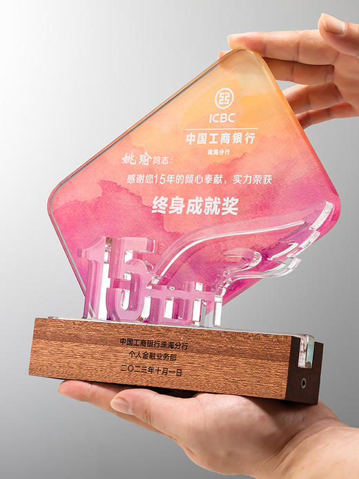 彩印水晶奖杯定制定做高档创意奖杯奖牌金属玻璃优秀员工年会纪念 商品图1