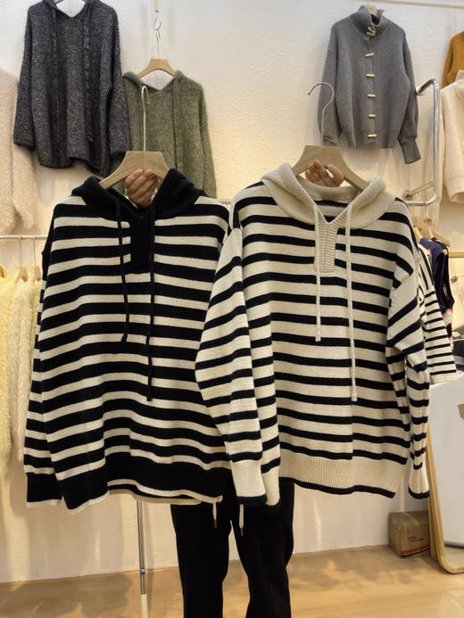 条纹控连帽毛衣 商品图0