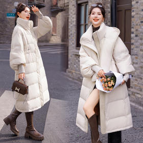 冬装新款，90白鸭绒加厚长款连帽羽绒服（帽子可拆卸）HR-YJLY9008