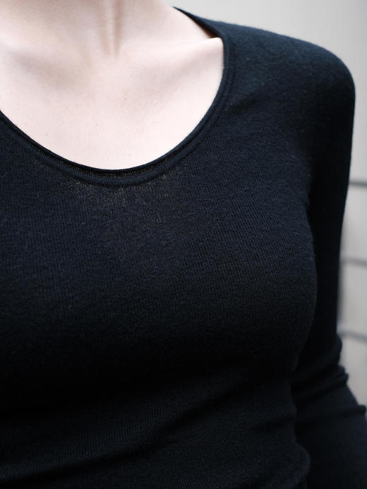 盛唐牡丹| 白中白针织羊绒打底衫 U型领[特价品] 商品图6