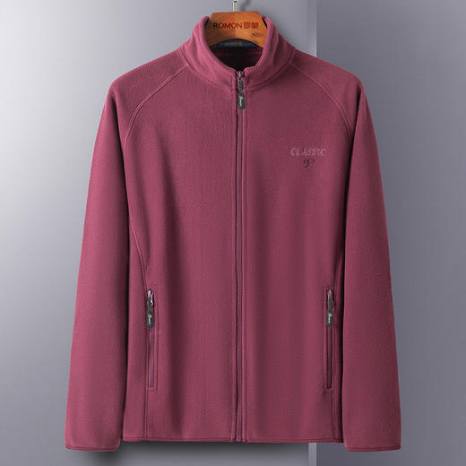 【摇粒绒】罗蒙外套男秋季新款纯色休闲通勤百搭抓绒衣男士外套 商品图1