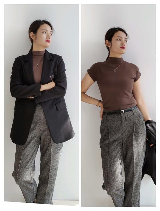 38X115新款打底磨毛立领飞机短袖 商品图2