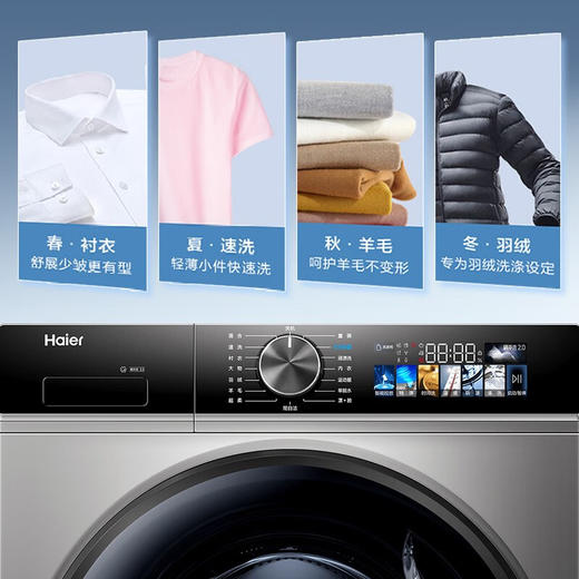宝藏K39 海尔滚筒洗衣机 10公斤全自动滚筒大容量变频一级能效智能投放晶彩大屏洗衣机【12516精华洗】 585mm超薄+精华洗护+蒸汽柔烘+智能投放 商品图3