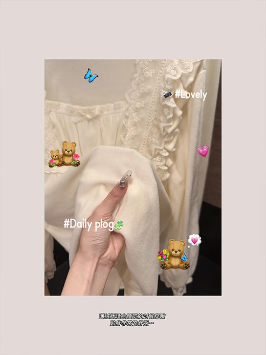 金蘑菇菇 晚安好梦 公主的法式睡衣/ 温柔可爱家居服套装冬 商品图3