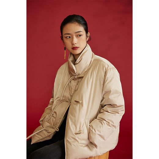 HeyDress新中式羽绒服女冬季立领90白鸭绒保暖国风盘扣短款上衣 商品图3