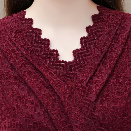 HRKED-H1583-Y 加绒厚款连衣裙拼结时尚假两件包臀裙时尚气质女装一步中长裙 商品图3