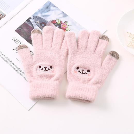 【升级加厚款，ins卡通貂绒笑脸手套】冬季加绒保暖户外防寒可爱学生触屏毛绒手套，带上手更灵活QQ 商品图6