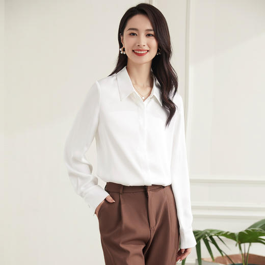 【简约优雅】罗蒙四季款女士长袖衬衫职场大众百搭日常商务干练衬衫女 商品图3