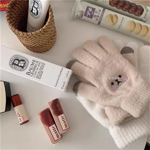 【升级加厚款，ins卡通貂绒笑脸手套】冬季加绒保暖户外防寒可爱学生触屏毛绒手套，带上手更灵活QQ 商品图3