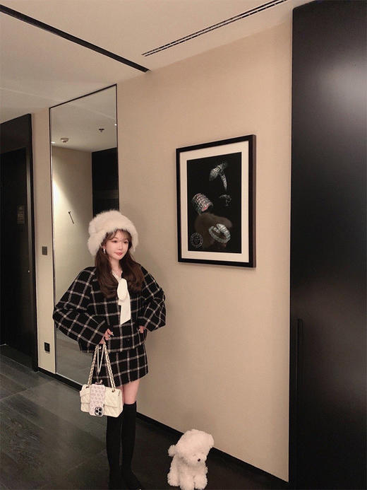 金蘑菇菇 布拉格假日 自制线格子系列/ 复古俏皮短大衣 商品图0