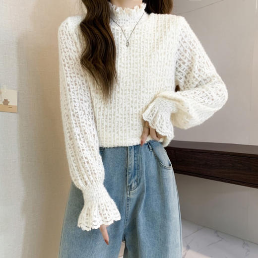 Im Presionismo加绒宫廷风蕾丝打底衫 商品图0