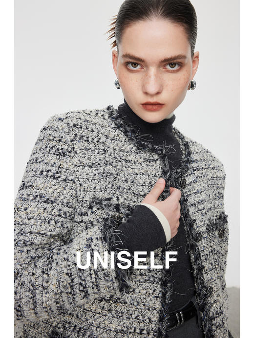 90白鹅绒小香风羊毛羽绒服女2023冬季新款宽松呢子外套 商品图0