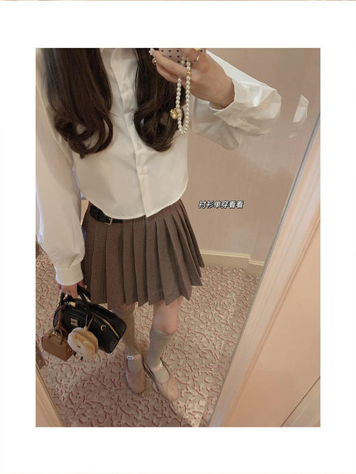 金蘑菇菇 元英妹妹呀 miu系格裙三件套/ 复古英伦学院风内搭套装 商品图4