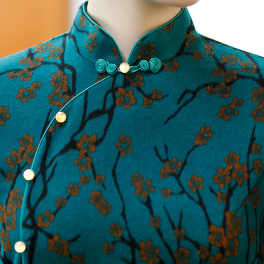 SYG-677春秋新款碎花旗袍长袖女高贵气质秋冬长裙 商品图6