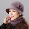 ALBB-保暖兔毛帽中老年人妈妈帽子秋冬季女士围脖两件套冬天盆帽 商品缩略图1