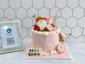 4款不同玫瑰鲜花造型粉色系蛋糕