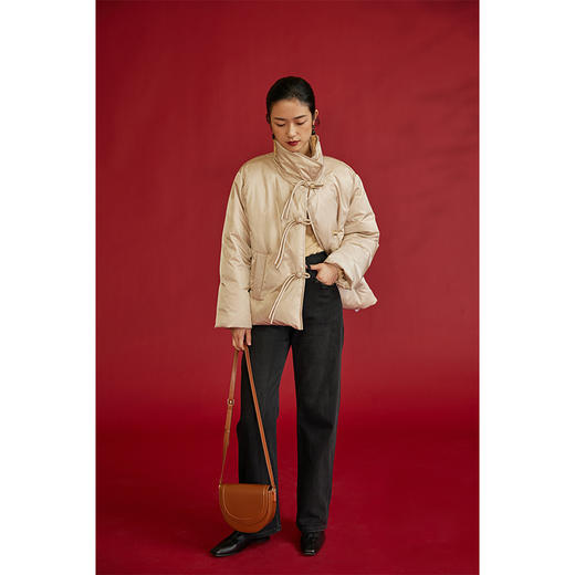 HeyDress新中式羽绒服女冬季立领90白鸭绒保暖国风盘扣短款上衣 商品图1