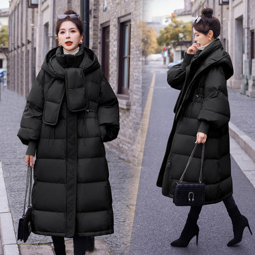 冬装新款，90白鸭绒加厚长款连帽羽绒服（帽子可拆卸）HR-YJLY9008 商品图5