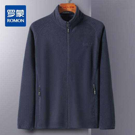 【摇粒绒】罗蒙外套男秋季新款纯色休闲通勤百搭抓绒衣男士外套 商品图0