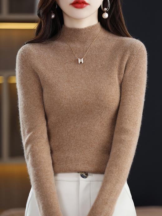 【满满细节！ 针织打底羊毛衣】温暖软糯羊毛高领修身打底衫 修身长袖针织打底毛衣L 商品图1