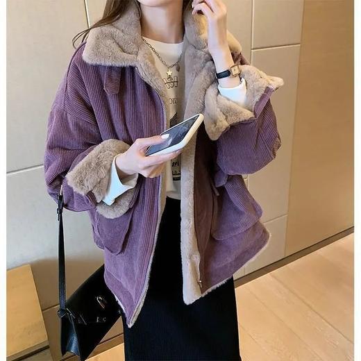 【加绒加厚！ 灯芯绒棉袄外套】 百搭冬季款 大码宽松女装 加绒加厚休闲百搭 学生仿羊羔毛保暖工装棉衣服L 商品图2