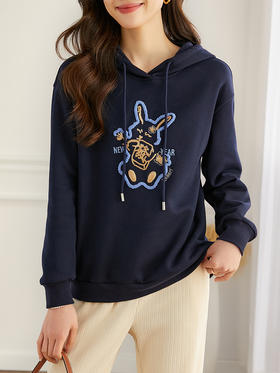 【开门红】熙世界国风系列新年红国潮卫衣女加绒加厚秋冬款连帽套头外套