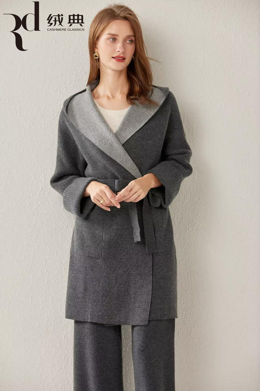 绒典带帽加厚外套大衣 商品图1