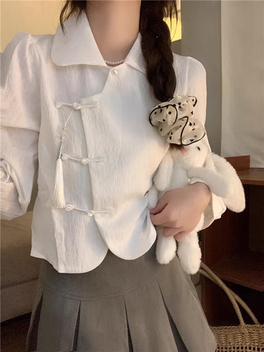 裁缝学苑AS156新中式中国风盘扣长袖衬衫纸样女装娃娃领衬衣上衣打板 商品图4