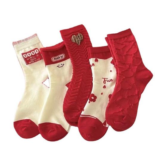 过年穿lolita袜子【红色中筒袜子】 喜庆花边 日系甜美学生 商品图3