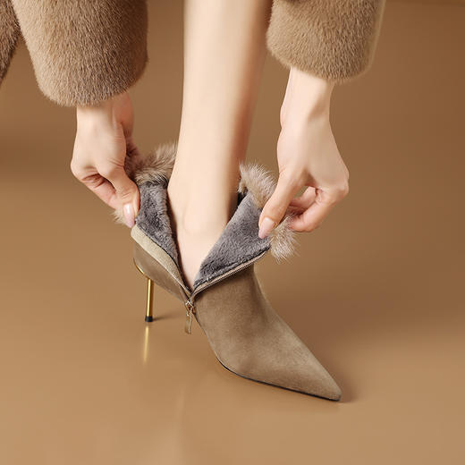 优雅性感，保暖爆款貂毛细跟短靴CX-SR127R 商品图9