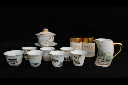 三博文创-齐白石山水十二条屏茶具套装 商品图2