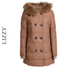 LIZZY优雅绵羊皮带饰貉子毛条帽长袖充白鸭绒A摆皮羽绒大衣外套女4662 商品缩略图4