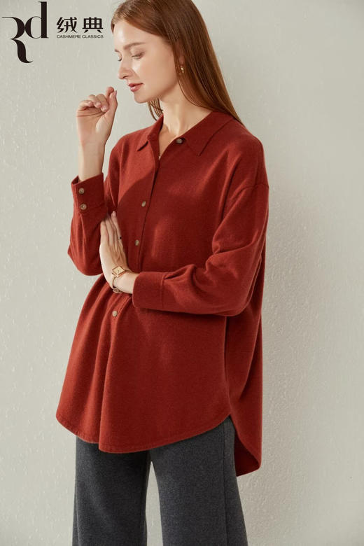 绒典小翻领女开衫 商品图0