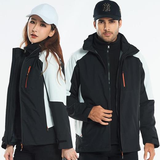 新款户外冲锋衣男款两件套三合一可拆卸抓绒衣女士防风防水登山服 商品图0