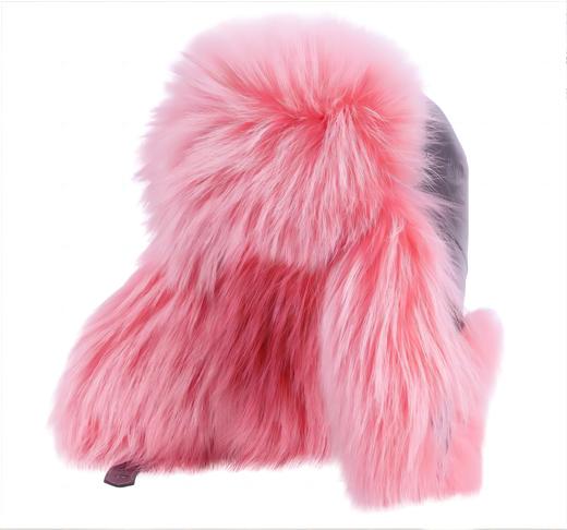 Sportalm - Eyak Mirror Fur Hat with Pink Fur - Chateau Grey/Platinum 配件 毛线帽 银色/粉红 商品图0
