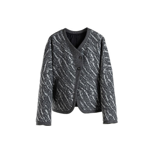 绽放936朵/高端定制黑灰提花斜襟新中式古典显气质结构感文艺外套 商品图3