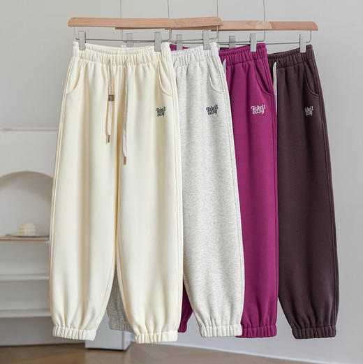 女士韩版加绒保暖刺绣收脚休闲裤  商品图4