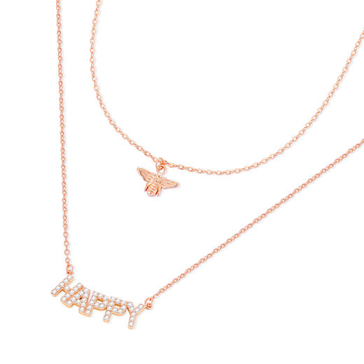 KADER卡蒂罗 幸运蜜蜂项链 S925萌趣Bee双链可爱设计happy锁骨链 浪漫吸睛圣诞配饰 闺蜜同款女生款 礼盒 商品图3