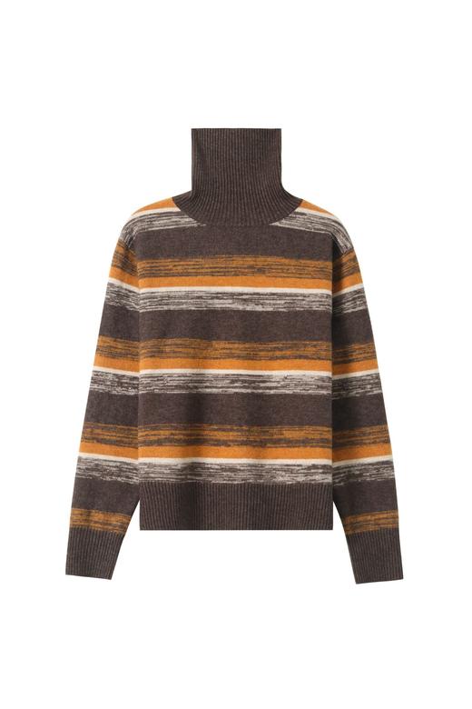 秋冬季新款，女士加厚条纹拼色打底衫高领洋气宽松内搭翻领毛衣CC-101-35363 商品图4