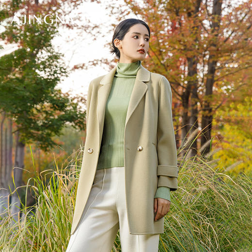 【商场同款】阿菁娜极简风宽松廓形气质翻领大衣A28D211071 商品图3