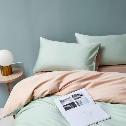  「72小时发货」【会呼吸更温暖】钱皇 100%80支全棉 纯色双拼四件套 内衣般面料质感 优质好棉 一针一线活性印染 商品图4