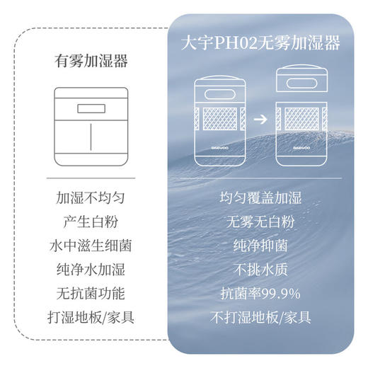 大宇（DAEWOO）无雾加湿器纯净型空气净化加湿器家用低噪客厅卧室孕妇婴儿大升数大加湿量 PH02 商品图0