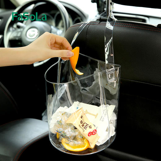 FaSoLa车载垃圾桶汽车内用可折叠挂式垃圾袋后座椅背雨伞收纳筒 商品图4