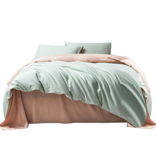  「72小时发货」【会呼吸更温暖】钱皇 100%80支全棉 纯色双拼四件套 内衣般面料质感 优质好棉 一针一线活性印染 商品图12