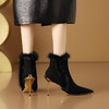 优雅性感，保暖爆款貂毛细跟短靴CX-SR127R 商品缩略图4