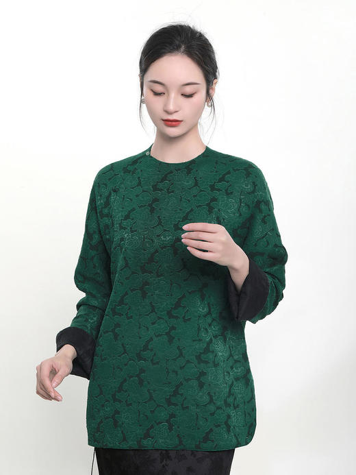 盛唐牡丹 |剪花香云纱双面穿斜襟女上衣 商品图0