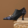 秋冬新款，尖头鱼皮拼接弹力高跟单鞋SJS-S104-876 商品缩略图10