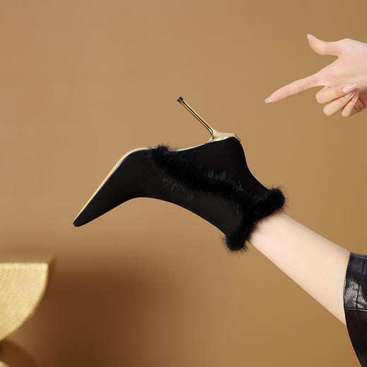 优雅性感，保暖爆款貂毛细跟短靴CX-SR127R 商品图5