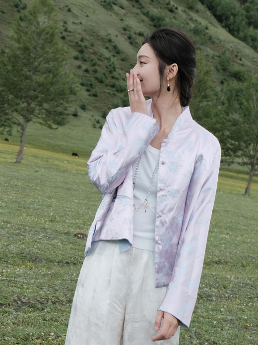 瑕疵|盛唐牡丹| 真丝留香绉梅兰竹菊双面穿外套 [特价品](特殊商品不退不换) 商品图1