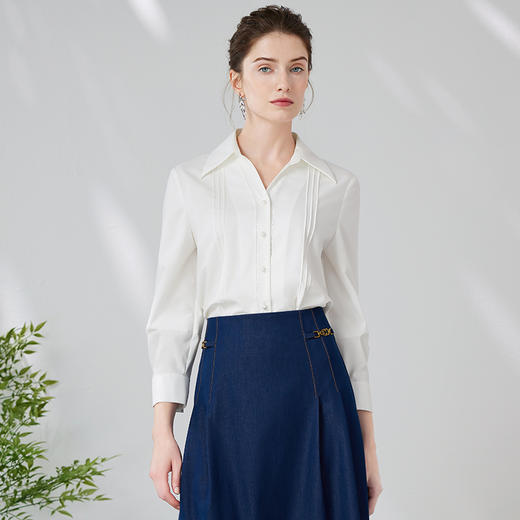 EITIE爱特爱时尚气质经典直筒显瘦百搭干练通勤白衬衫24春季新款A2409307 商品图3